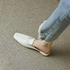 Esme White Penny Loafer Mules