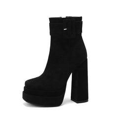 Greer Black Suede Platform Boots