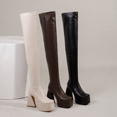 Fanta Platform Thigh High Brown Boots