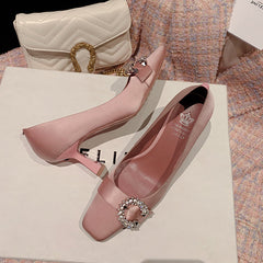Greta Pink Satin Heels