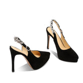 Falyn Platform Pointed Toe Slingback Heels Black