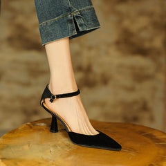 Freja Black Velvet Heels