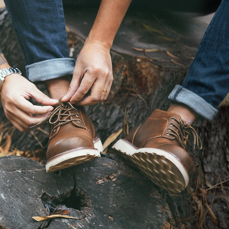 Mid-Cut Tooling Leather British Style Men's Desert Boot