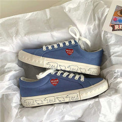 Casual Love Embroidery Graffiti Canvas Women's Shoes