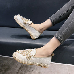 Colorful Rhinestone Fisherman Espadrilles Flats