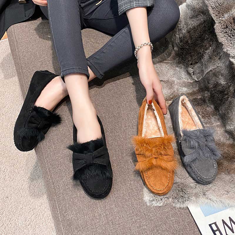 Bow-Knot Fashion Furry Warm Winter Women's Loafer