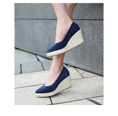 Casual Elegant Pu Slip On Wedge Heel Loafers