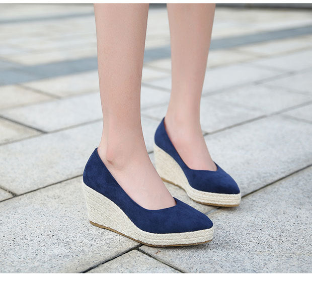 Casual Elegant Pu Slip On Wedge Heel Loafers