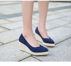 Casual Elegant Pu Slip On Wedge Heel Loafers