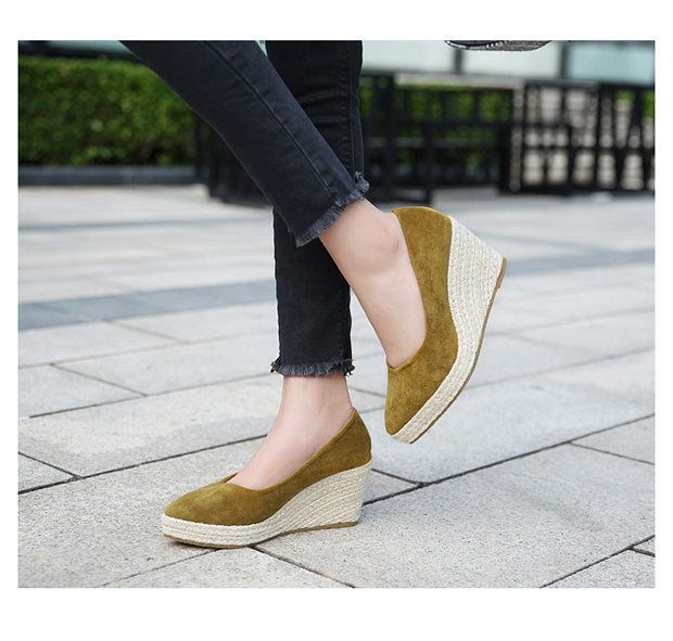 Casual Elegant Pu Slip On Wedge Heel Loafers