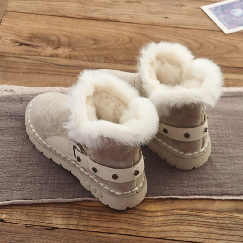 Rabbit Fur Winter Rivet Comfortable Women's Boots