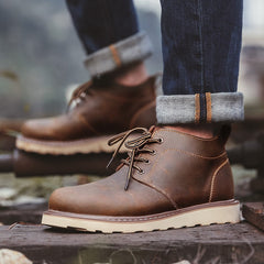 Mid-Cut Tooling Leather British Style Men's Desert Boot