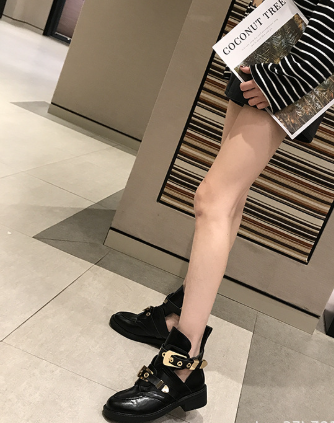 Cut Out Buckle Strap Ankle Boots