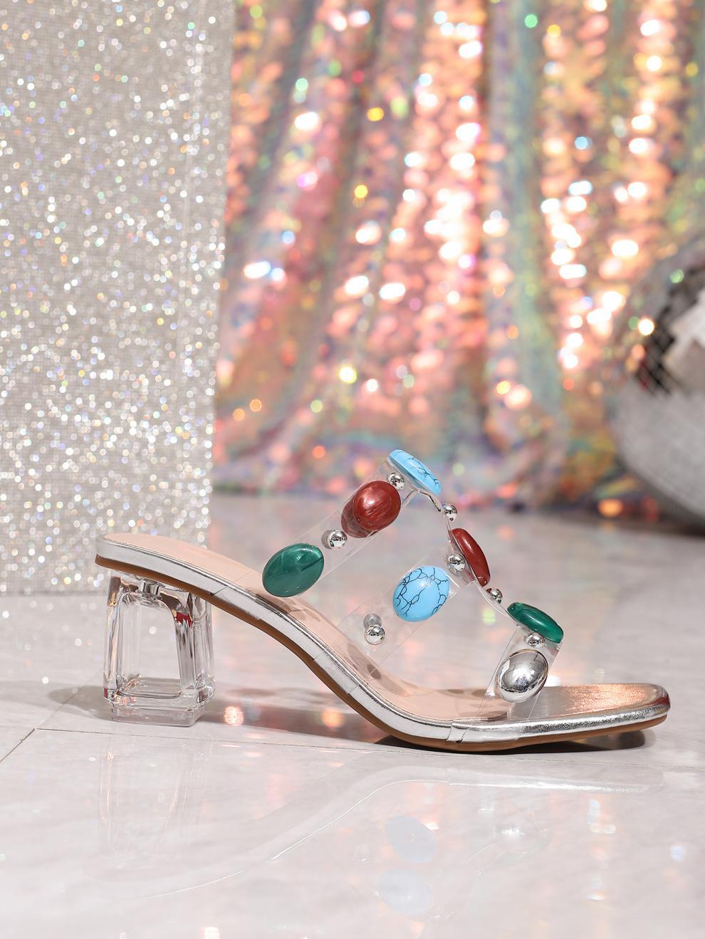 Gemstone High Heels Transparent Crystal Heels
