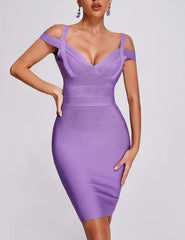 Lavender Cut Out Midi Bandage Dress