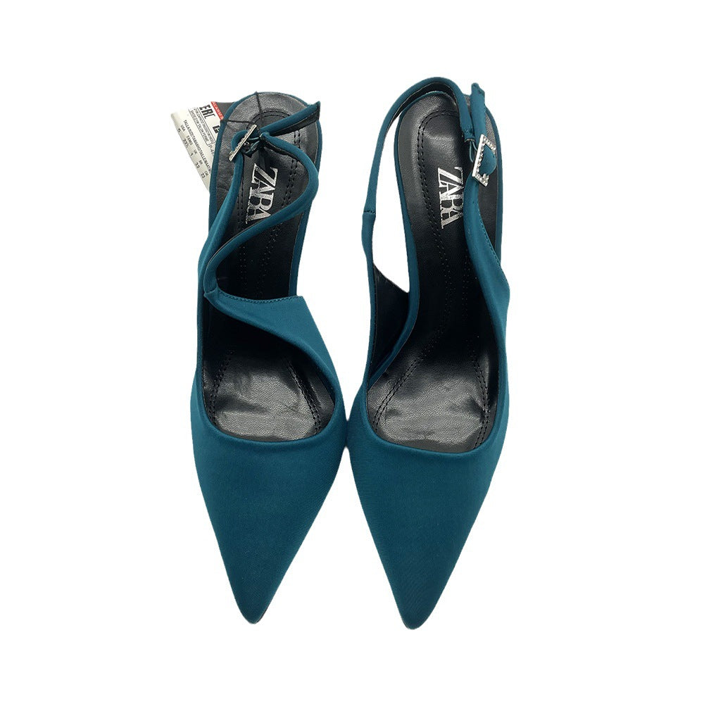 Faiga Slingback Heels with Pearls Blue