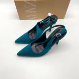 Faiga Slingback Heels with Pearls Blue
