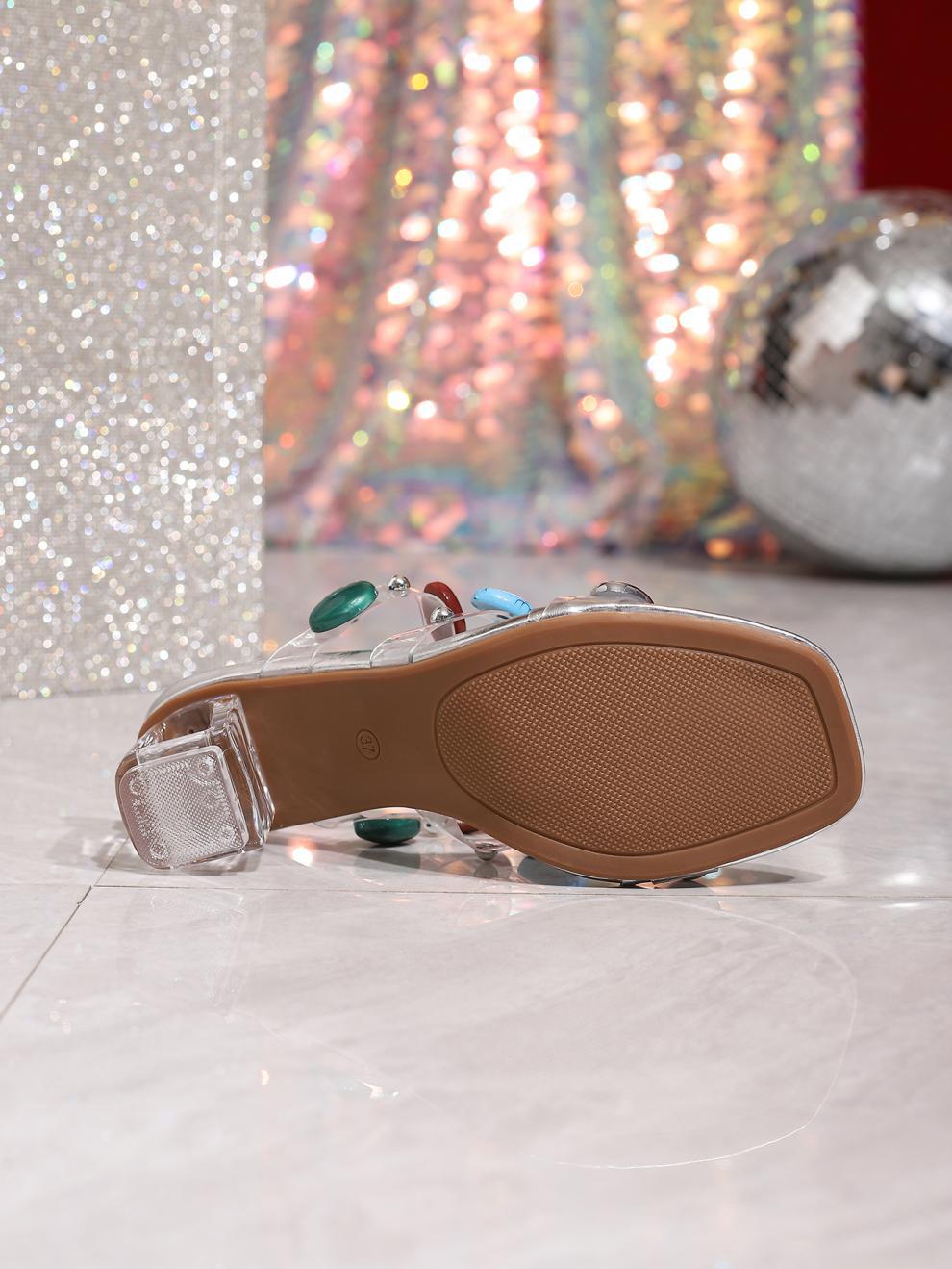 Gemstone High Heels Transparent Crystal Heels