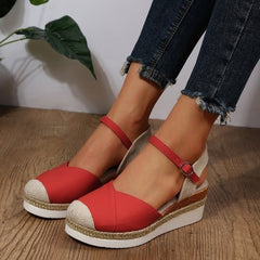 Closed Toe Espadrilles Wedge Ankle Strap Sandals