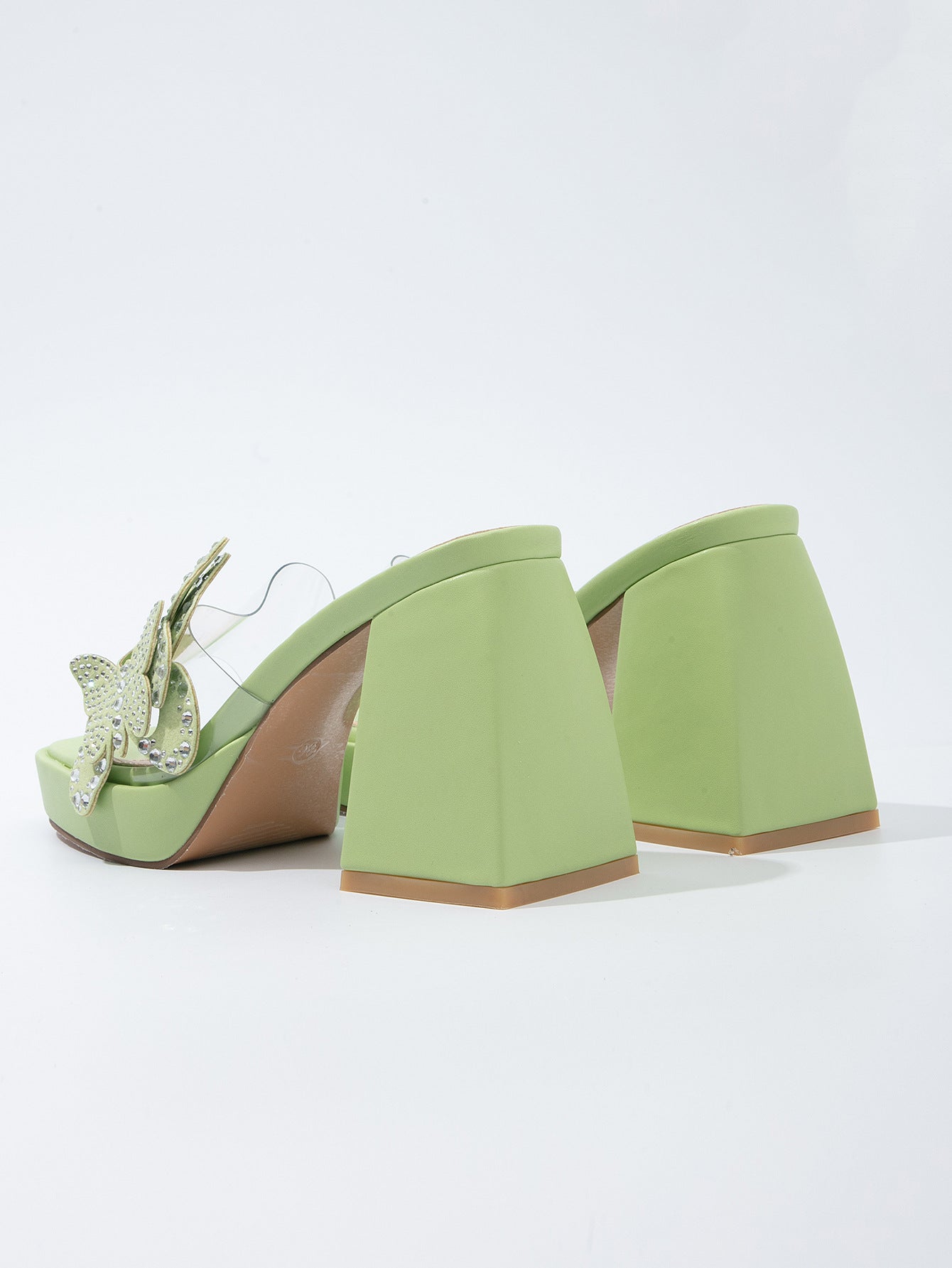 Rhinestone Bow Thick-Heeled High Heels
