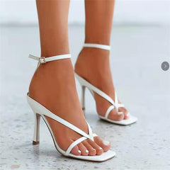 Buckle Detail Stiletto Heeled Ankle Strap Sandals