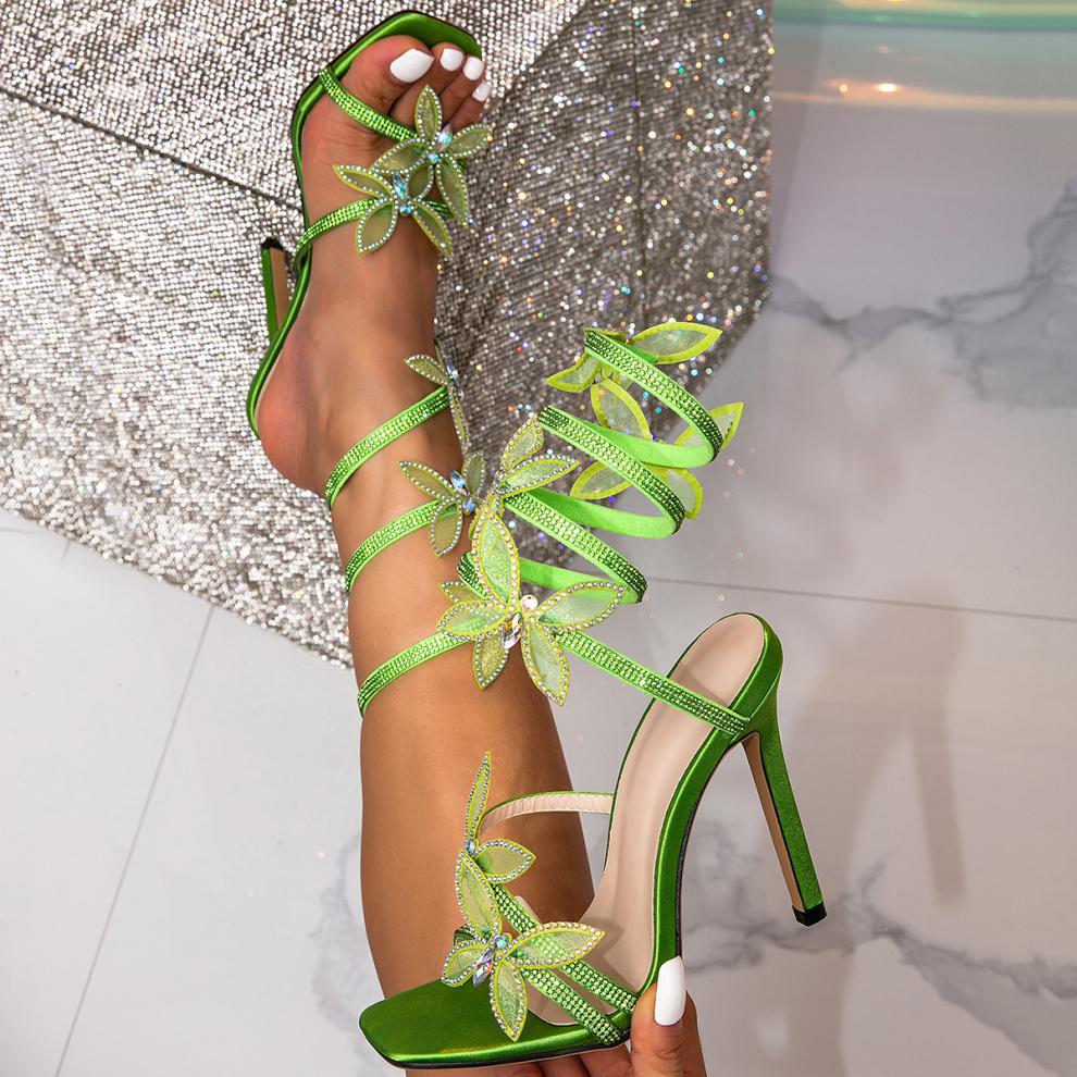 Open-Toe Bow High-Heeled Sandals