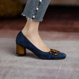 Claire Low Chunky Heel Pumps