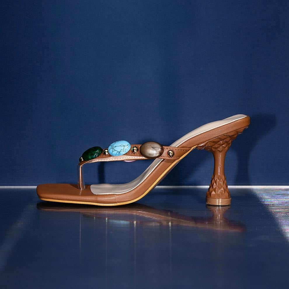 Wineglass Square Toe High Heels