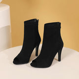 Square Peep Toe Suede Boots