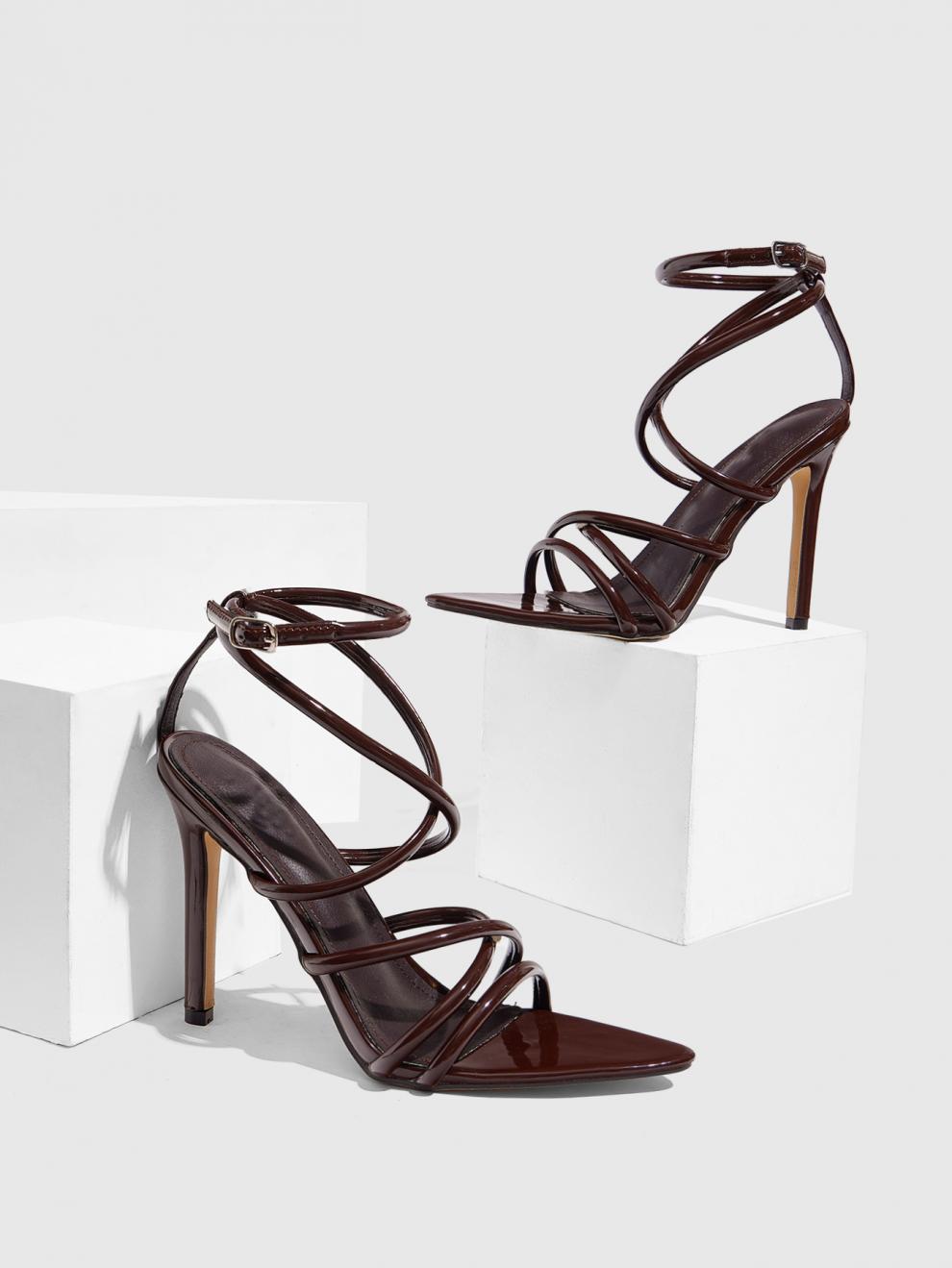 Combination Hollow Strap Buckle Sandals Heels