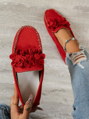 Comfy Slip-On Flower Suede Loafers