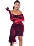 Velvet Cut Out Draping Corset Gown (Gloves not included)