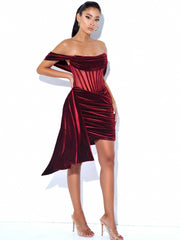 Velvet Cut Out Draping Corset Gown (Gloves not included)