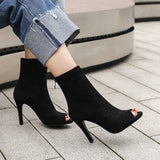 Square Peep Toe Suede Boots