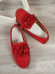 Comfy Slip-On Flower Suede Loafers