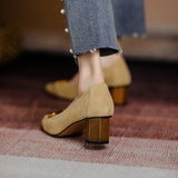 Claire Low Chunky Heel Pumps