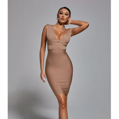 V Neck Sleeveless Fashion Bandage Dress