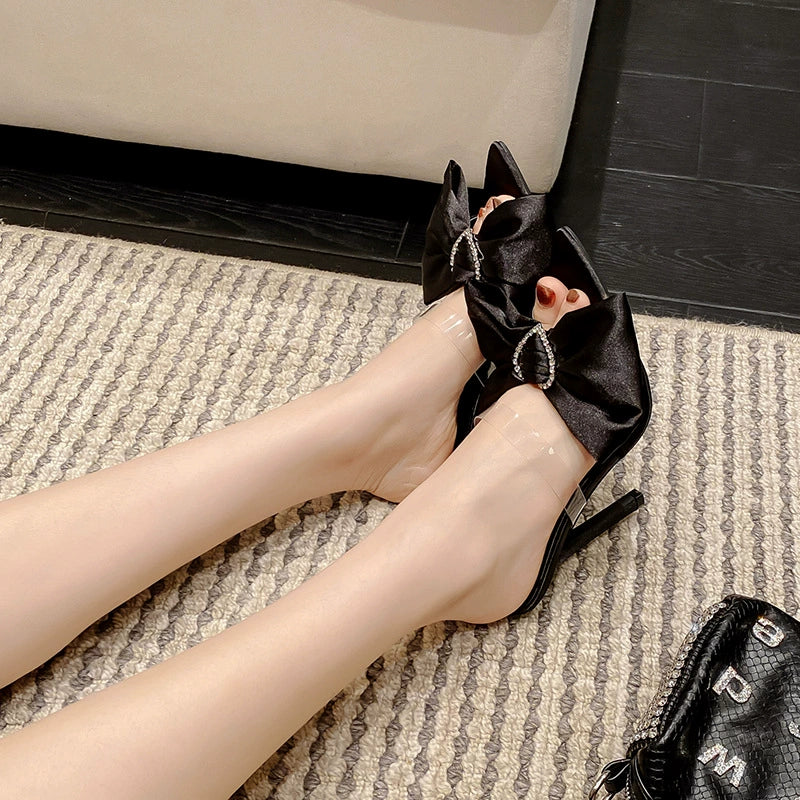Heart-Shaped Rhinestone Bow High Heels