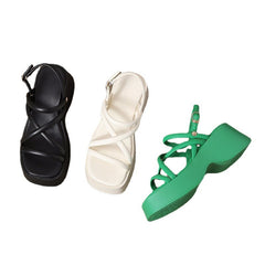 Velcro Cross Strap Platform Sandals