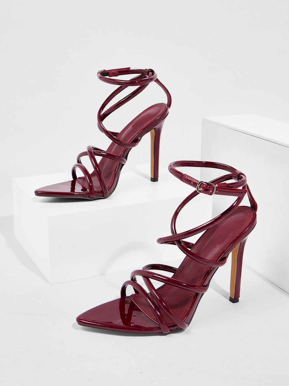 Combination Hollow Strap Buckle Sandals Heels
