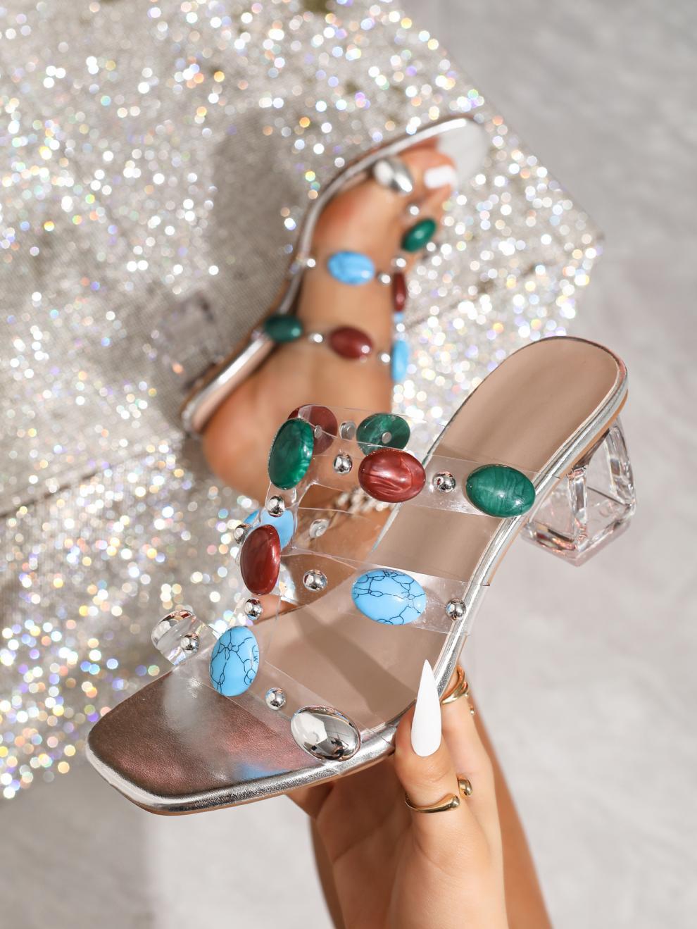 Gemstone High Heels Transparent Crystal Heels