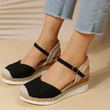 Closed Toe Espadrilles Wedge Ankle Strap Sandals