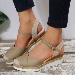 Closed Toe Espadrilles Wedge Ankle Strap Sandals