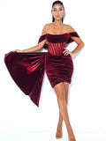 Velvet Cut Out Draping Corset Gown (Gloves not included)