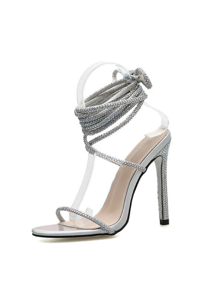 Sandales à brides croisées à motif serpent