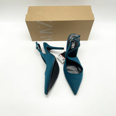 Faiga Slingback Heels with Pearls Blue