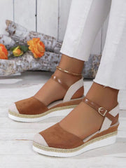 Closed Toe Espadrilles Wedge Ankle Strap Sandals