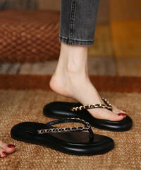 Summer New Fashion Black Chain Flip Flops Slide Sandals