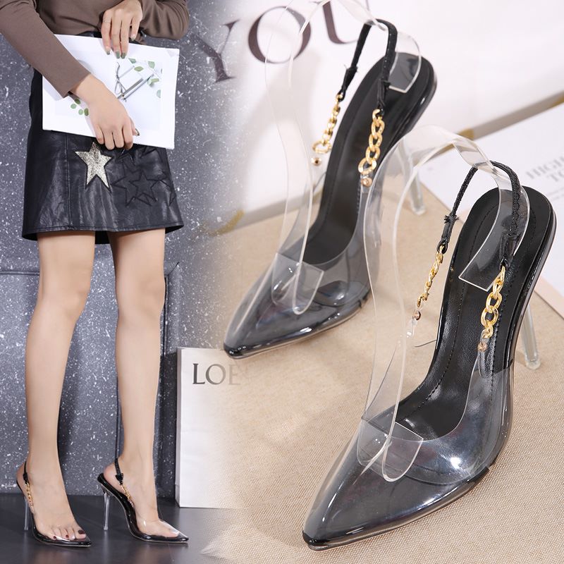 Clear Chain Slingback Heel