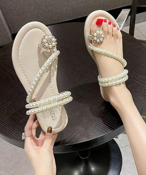 Black Zircon Nail Bead Stylish Splicing Slide Sandals